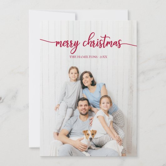 メリークリスマス赤の台本のユニーク写真 招待状 (正面)