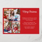 メリークリスマス赤の家族の金ゴールド 箔シーズンカード (裏面)