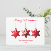 メリークリスマス赤の星と文字フラットカード (スタンド正面)