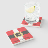 メリークリスマス赤サンタスーツ ストーンコースター (横)