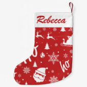 メリークリスマス赤サンタパターン スモールクリスマスストッキング (裏面)