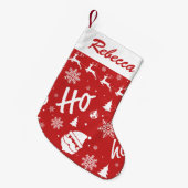 メリークリスマス赤サンタパターン スモールクリスマスストッキング (正面 (吊り時))