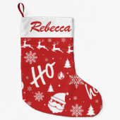 メリークリスマス赤サンタパターン スモールクリスマスストッキング (正面)