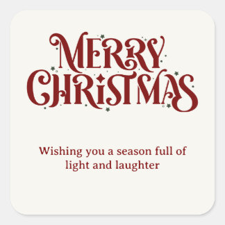 メリークリスマス赤ステッカー スクエアシール