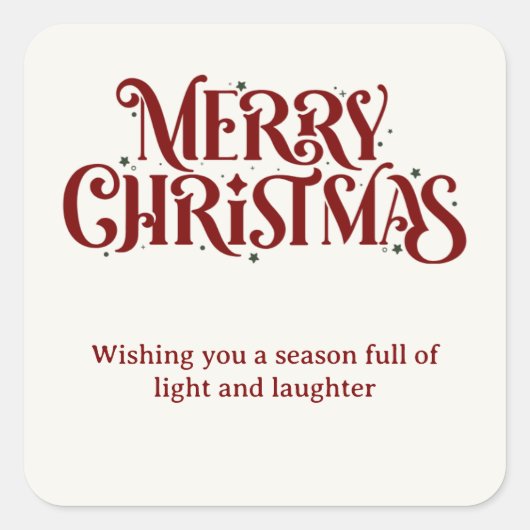 メリークリスマス赤ステッカー スクエアシール (正面)