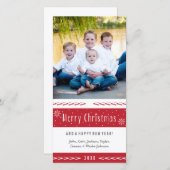 メリークリスマス赤ストライプ白 シーズンカード (正面/裏面)