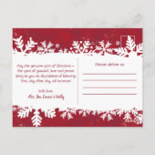 メリークリスマス赤スノーフレーク家族の写真希望 ポストカード (裏面)