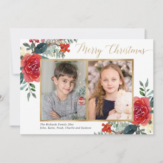 メリークリスマス赤フローラ水の色2枚の写真 (正面)