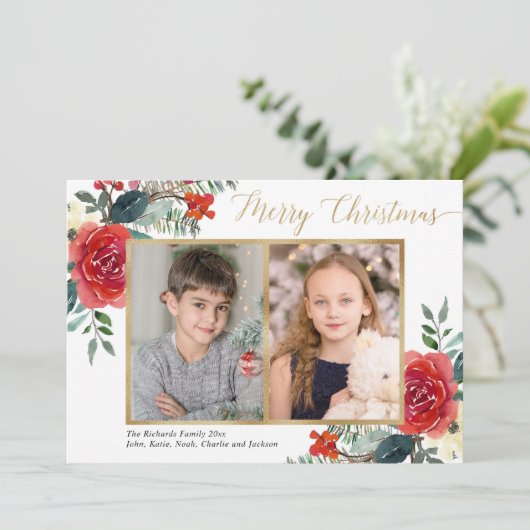 メリークリスマス赤フローラ水の色2枚の写真 (スタンド正面)