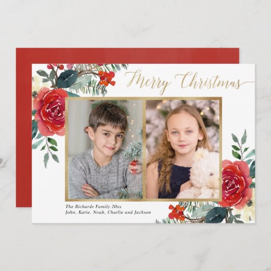 メリークリスマス赤フローラ水の色2枚の写真 (正面/裏面)