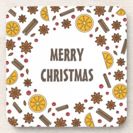 メリークリスマス赤マルドワインスパイス コースター
