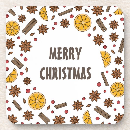 メリークリスマス赤マルドワインスパイス コースター (正面)