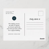 メリークリスマス赤モダンオーナメントとパイン 箔シーズンポストカード (裏面)