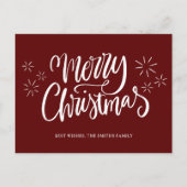 メリークリスマス赤モダン書非写真 シーズンポストカード (正面)