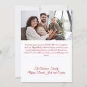 メリークリスマス赤モダン白フォトカード シーズンカード (裏面)