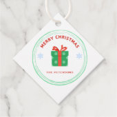 メリークリスマス赤文字ギフトボックス白 フェイバータグ (正面)