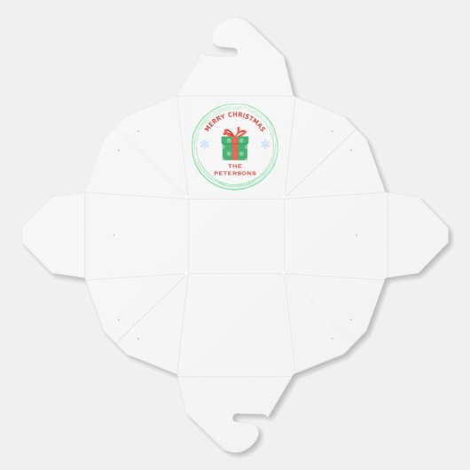 メリークリスマス赤文字ギフトボックス白 フェイバーボックス (見開き)