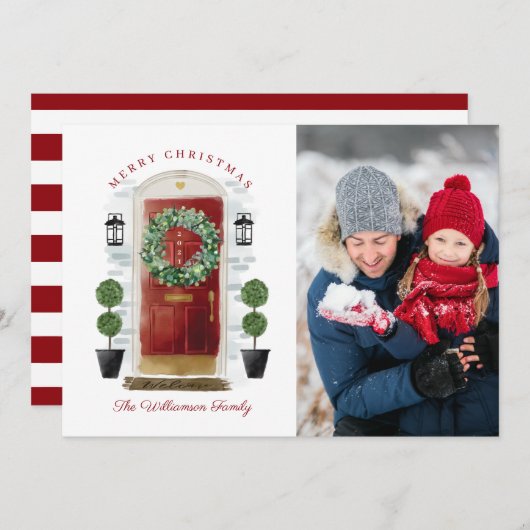 メリークリスマス赤水彩前扉写真 シーズンカード (正面/裏面)