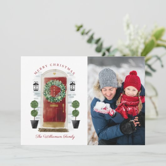 メリークリスマス赤水彩前扉写真 シーズンカード (スタンド正面)