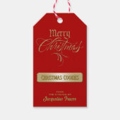 メリークリスマス赤金ゴールドのキッチンからのプレゼント ギフトタグ (正面)