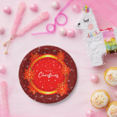 メリークリスマス赤金ゴールド雪7» ペーパープレート (パーティー)