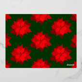 メリークリスマス赤5枚の写真レッドグリーンポインセチア 箔シーズンポストカード (裏面)