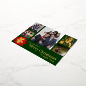 メリークリスマス赤5枚の写真レッドグリーンポインセチア 箔シーズンポストカード (回転した状態)