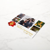 メリークリスマス赤5枚の写真レッドポインセチア 箔シーズンポストカード (回転した状態)
