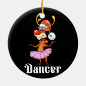 メリークリスマス踊りトナカイかわいいディアダンサー セラミックオーナメント (裏面)