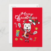 メリークリスマス踊りドッグおもしろい シーズンポストカード (正面/裏面)