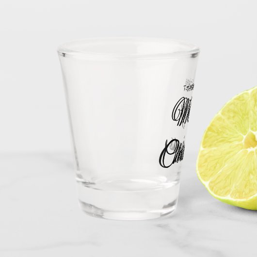 メリークリスマス追加の名前文字カスタム家族の贈り物 ショットグラス (左)