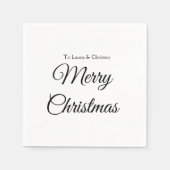 メリークリスマス追加の名前文字カスタム家族の贈り物 スタンダードカクテルナプキン (正面)