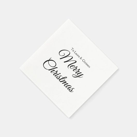 メリークリスマス追加の名前文字カスタム家族の贈り物 スタンダードカクテルナプキン (角)