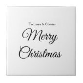 メリークリスマス追加の名前文字カスタム家族の贈り物 タイル (正面)