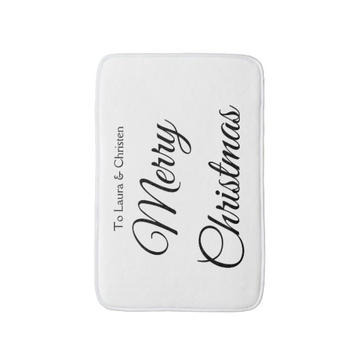 メリークリスマス追加の名前文字カスタム家族の贈り物 バスマット (正面縦)