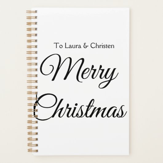 メリークリスマス追加の名前文字カスタム家族の贈り物 プランナー手帳 (正面)