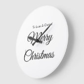 メリークリスマス追加の名前文字カスタム家族の贈り物 ラージ壁時計 (傾斜)