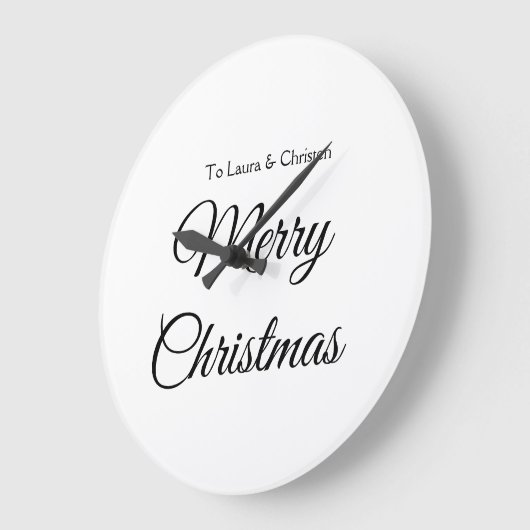 メリークリスマス追加の名前文字カスタム家族の贈り物 ラージ壁時計 (傾斜)