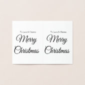 メリークリスマス追加の名前文字カスタム家族の贈り物 箔カード (内部)