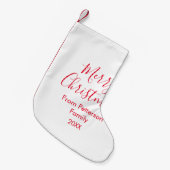 メリークリスマス追加ファミリー名シンプル年 スモールクリスマスストッキング (正面 (吊り時))