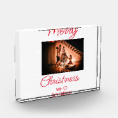 メリークリスマス追加ファミリー名photo red シンプルchristmas m フォトブロック (左)