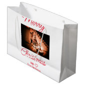 メリークリスマス追加ファミリー名photo red シンプルchristmas m ラージペーパーバッグ (正面アングル)