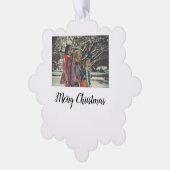 メリークリスマス追加フォト文字ホリデーカスタム オーナメントカード (左)