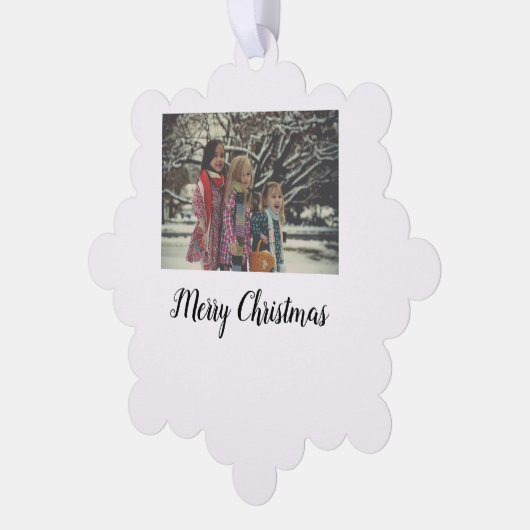 メリークリスマス追加フォト文字ホリデーカスタム オーナメントカード (左)
