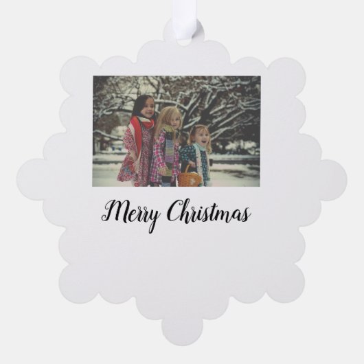 メリークリスマス追加フォト文字ホリデーカスタム オーナメントカード (裏面)
