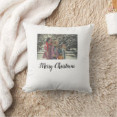 メリークリスマス追加フォト文字ホリデーカスタム クッション (ブランケット)