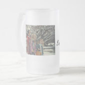 メリークリスマス追加フォト文字ホリデーカスタム フロストグラスビールジョッキ (正面左)