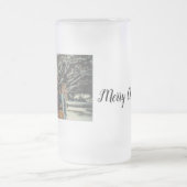 メリークリスマス追加フォト文字ホリデーカスタム フロストグラスビールジョッキ (中央)