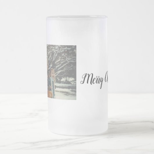 メリークリスマス追加フォト文字ホリデーカスタム フロストグラスビールジョッキ (中央)
