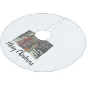 メリークリスマス追加フォト文字ホリデーカスタム ブラッシュドポリエステルツリースカート (アングル)